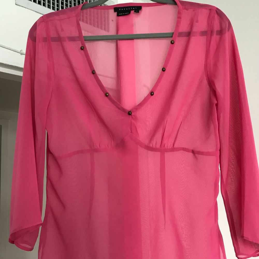 A pink women’s light material top